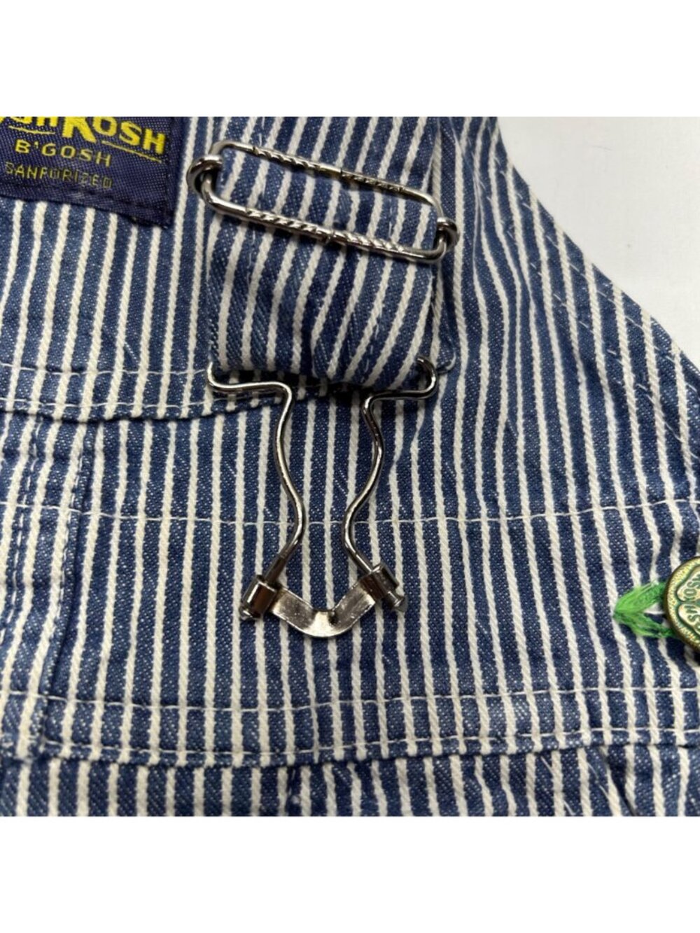 Vintage OshKosh BGosh Sanforized Blue & White Striped Overalls Adjustable Straps - Picture 9 of 16